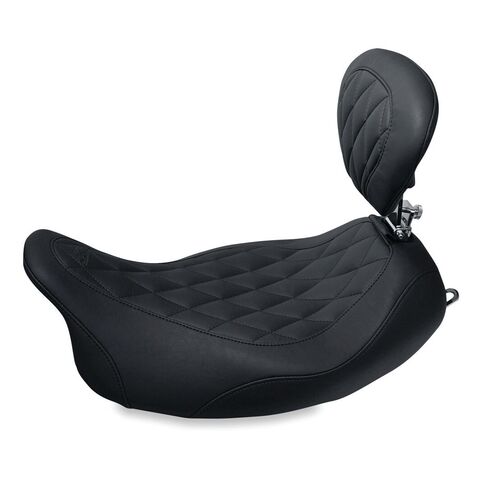 Mustang Wide Tripper Diamond Solo Seat For Harley Touring 2008-2025 Black w/ Black Stitch / Without Backrest [Previously Installed]
