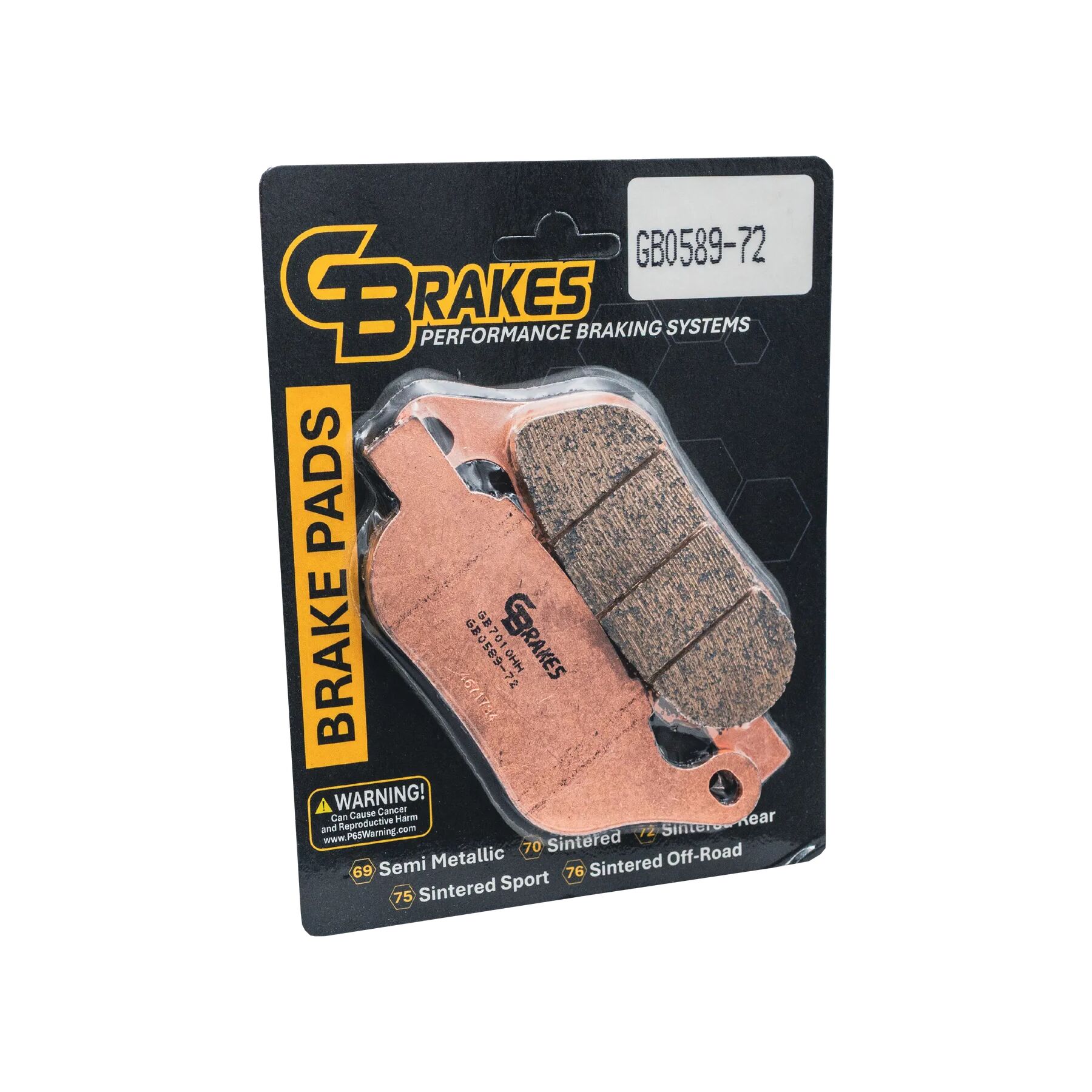 GBrakes HH Sintered Rear Brake Pads GB0589-72 For Harley Dyna And Soft