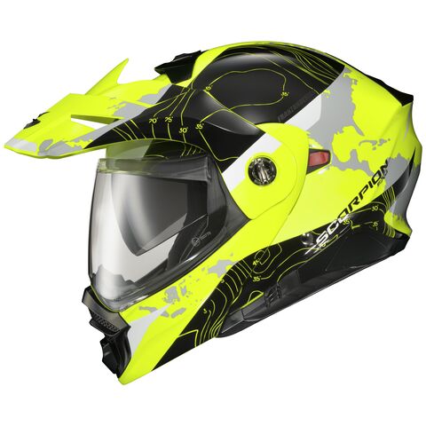 Scorpion EXO-AT960 Topographic Helmet Black/Hi-Viz Yellow / LG [Open Box]