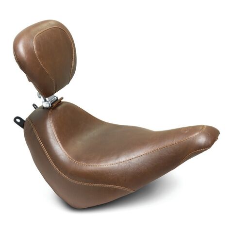 Mustang Wide Tripper Smooth Solo Seat For Harley Softail Heritage / Deluxe 2018-2025 Black / Without Backrest [Previously Installed]