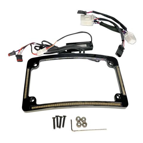 Custom Dynamics Radius Quad License Plate Frame For Harley 1996-2017 Black [Open Box]