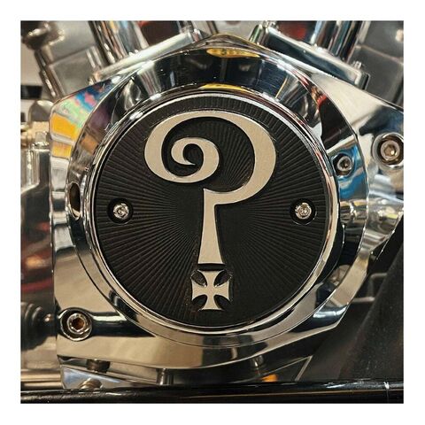 Indian Larry Motorcycles Question Mark Logo 2 Hole Points Cover For Harley 1970-1984 Matte Black / Po... [Open Box]