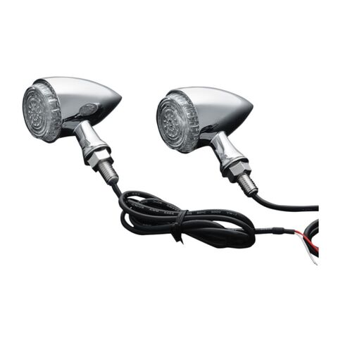 Kuryakyn LED Torpedo Turn Signal Indicator Lights Multi Function Red/Amber / Chrome [Open Box]