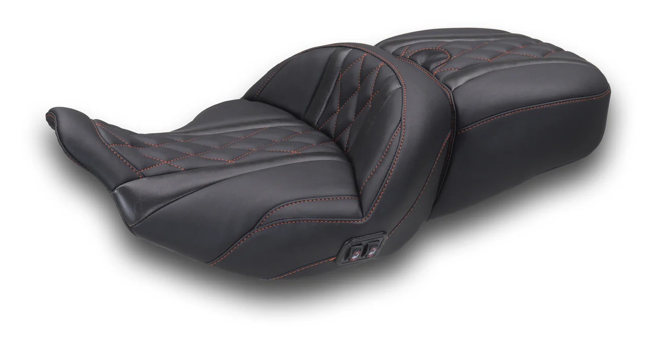 Mustang Super Touring Deluxe Diamond Heated One-Piece 2-Up Seat