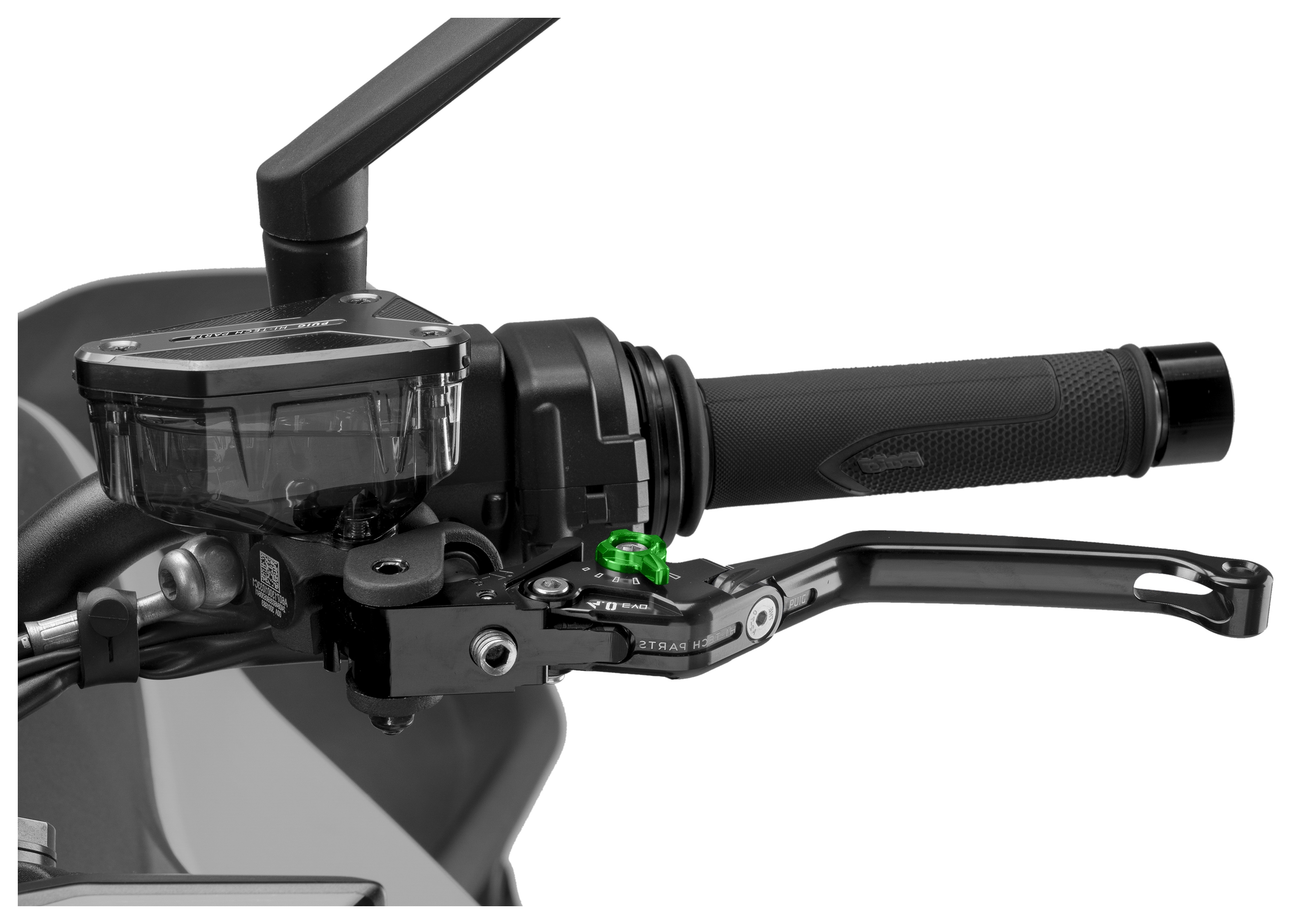 PUIG 14PNR Leva Freno Pieghevole Regolabile - Nero/Argento Con Selettore Rosso - Compatibile Con Aprilia, BMW, Benelli, Ducati, CFMOTO E Altre