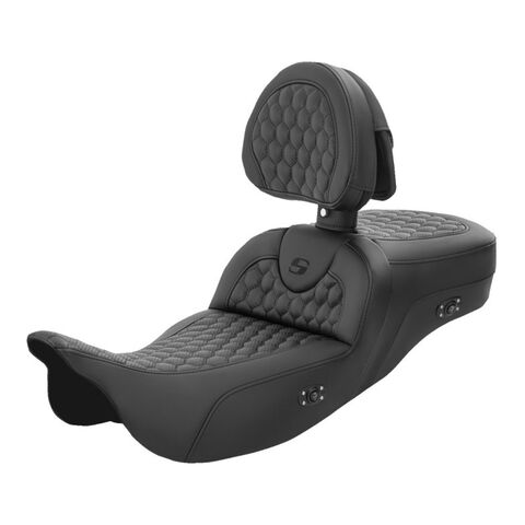Saddlemen Roadsofa HC Honeycomb 2-Up Seat For Harley Touring 2008-2025 Black Stitch / Extended Reach... [Open Box] Black Stitch / Extended Reach / Heated / Wi... [Open Box]