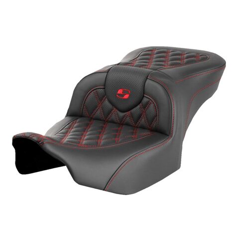 Saddlemen Roadsofa LS Lattice Stitch 2-Up Seat For Harley FLHX / FLTRX 2023-2026 Red Stitch / Standard / Without... [Previously Installed]