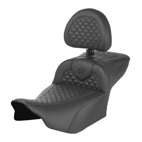 Saddlemen Roadsofa DS Dragon Scale 2-Up Seat For Harley FLHX / FLTRX 2023-2026 Standard Reach / With Backrest / B... [Previously Installed]
