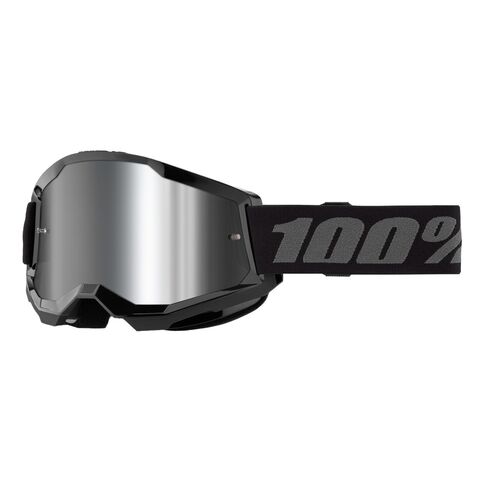 100% Strata 2 Goggles - Mirrored Lens Black/Mirror Silver [Open Box]