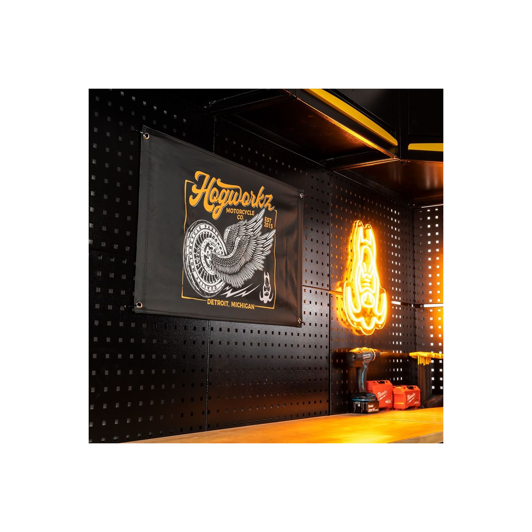 Hogworkz Wheels Up Garage Flag