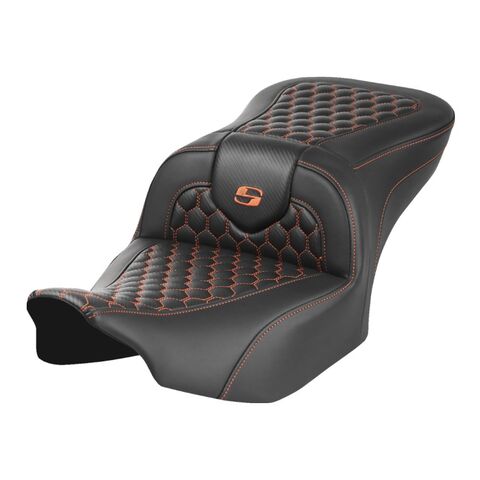 Saddlemen Roadsofa HC Honeycomb 2-Up Seat For Harley FLHX / FLTRX 2023-2026 Orange Stitch / Standard... [Open Box]