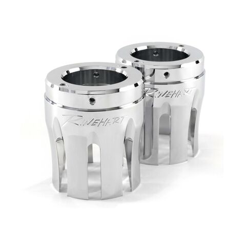 Rinehart Exhaust 4" Moto Series Muffler End Cap Pair / Chrome Castle [Previously Installed]