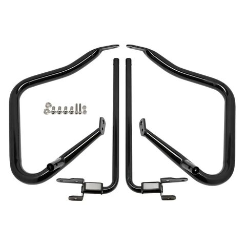 HogWorkz 1.25" Pork Chop Saddlebag Guards For Harley Touring 2014-2025 Black [Previously Installed]