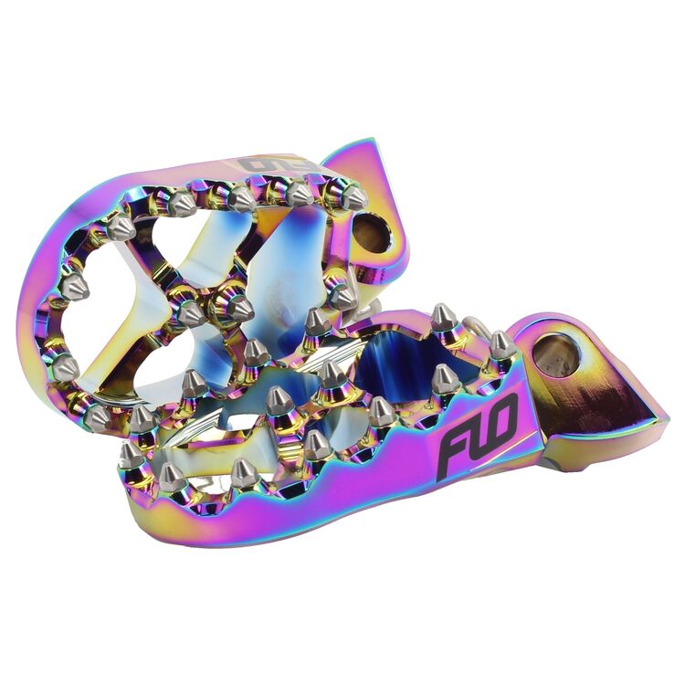 Flo Motorsports Pro Series Foot Pegs Yamaha / Fantic / Sherco 85cc-450cc 1999-2026 Stock Height / Jet Fuel [Previously Installed]