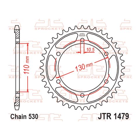 JT Sprockets 530 Rear Steel Sprocket Yamaha R1 / LE 2009-2014
