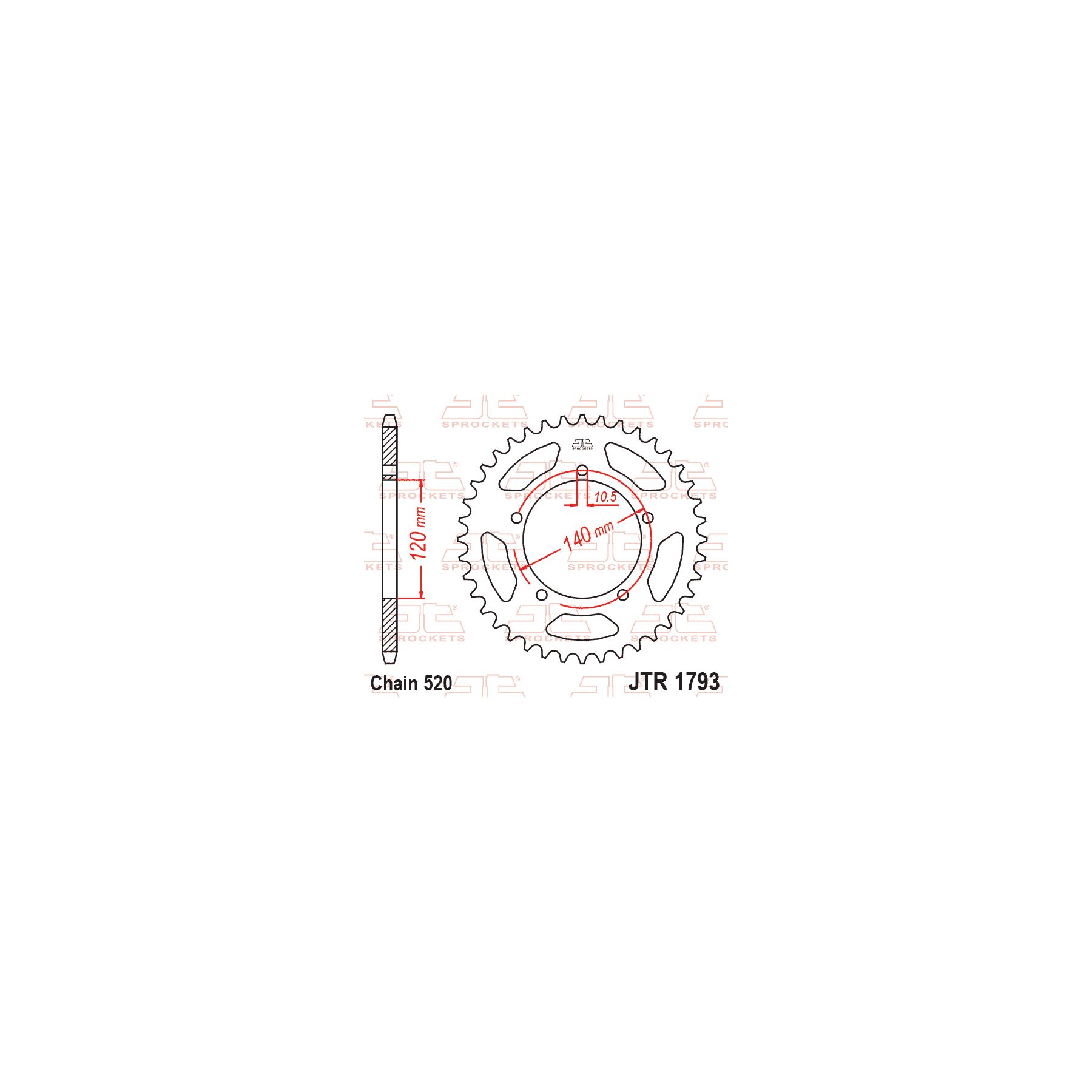 JT Sprockets 520 Steel Rear Sprocket Suzuki GSX-R600 / 750 / 1000 / Tr