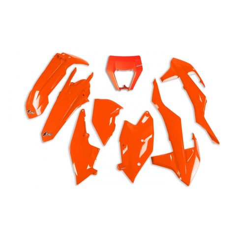 UFO Plastic Kit KTM 150cc-500cc 2017-2019 Orange / With Headlight Mask [Open Box]