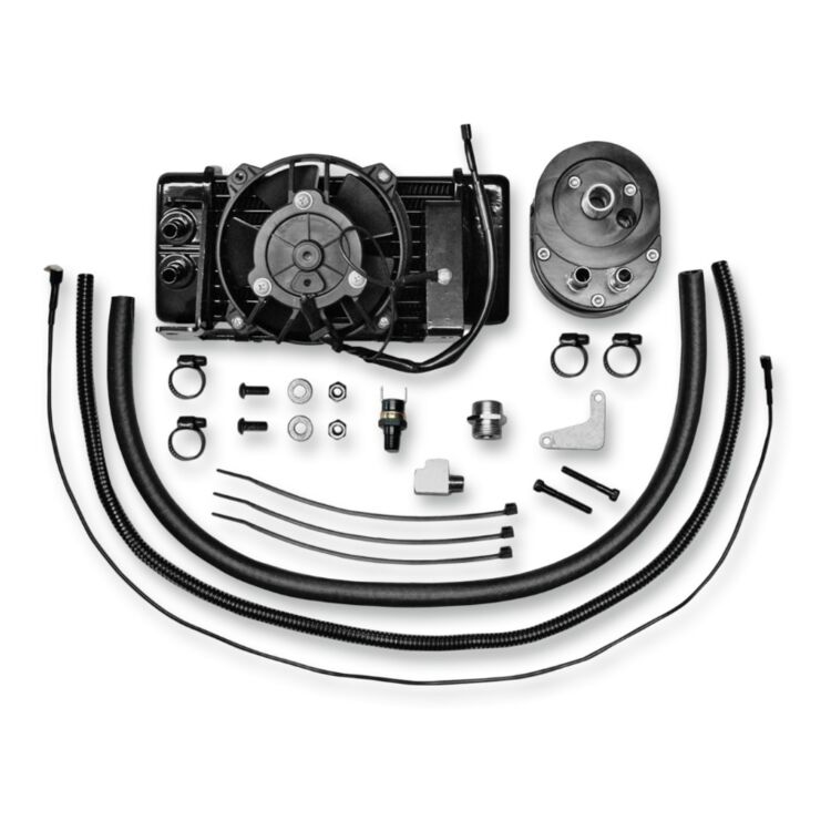 Jagg Oil Coolers Fan-Assisted Low Mount Oil Cooler Kit For Harley Touring 2009-2016
