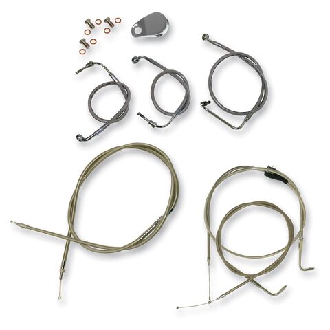 LA Choppers Handlebar Cable And Brake Line Kit For Harley Road Glide w/ABS 2008-2013 12"-14" Apes / Stainless Ste... [Previously Installed]
