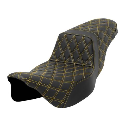 Saddlemen Step-Up LS Lattice Stitch Seat For Harley Touring 2008-2025 Full Lattice Stitch LS / Gold Stitch / Black... [Blemished - Very Good]
