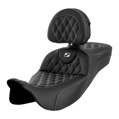 Saddlemen Roadsofa LS Lattice Stitch 2-Up Seat For Harley FLHX / FLTRX 2023-2026 White Stitch / Extended Reach ... [Previously Installed]