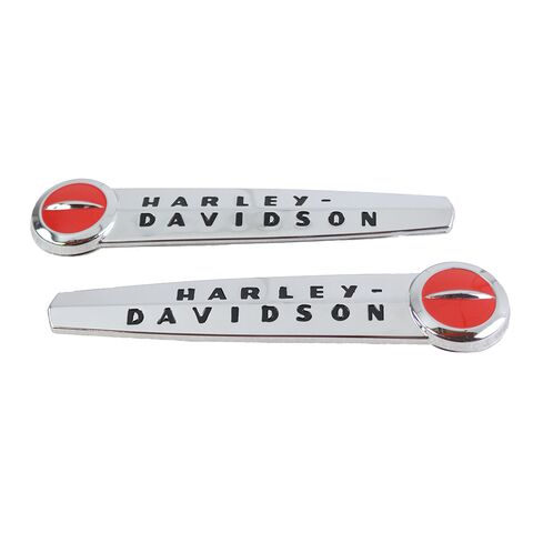 V-Twin Mfg. OE Emblem Set With Black Lettering For Harley FL 1947-1950