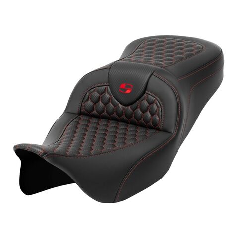 Saddlemen Roadsofa HC Honeycomb 2-Up Seat For Harley Touring 2008-2025 Red Stitch / Extended Reach ... [Open Box]