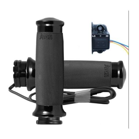 Avon Custom Contour Heated Grips For Harley With Throttle By Wire Anodized Black [Open Box]