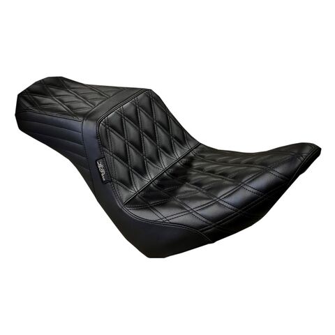 Le Pera TailWhip Double Diamond Stitch 2-Up Seat For Harley FXLR / FLSB 2018-2026 Up Front / Black Stitch [Previously Installed]