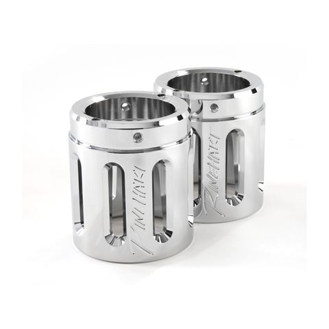 Rinehart Exhaust 4" Moto Series Muffler End Cap Chrome Slot / Pair [Blemished - Good]